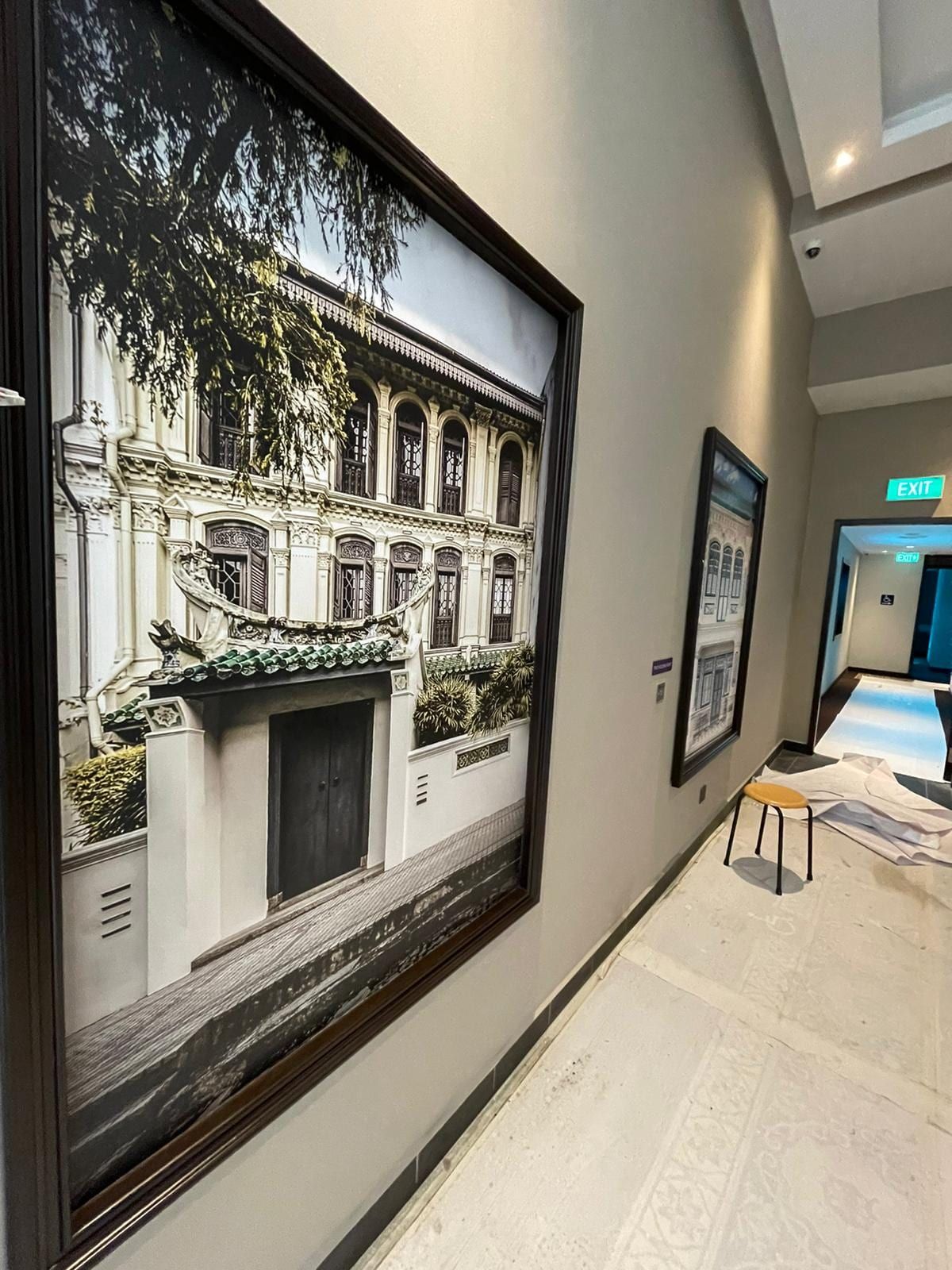 Large framed shophouse photo canvas print — Artist Canvas by Garrison Productions, Singapore