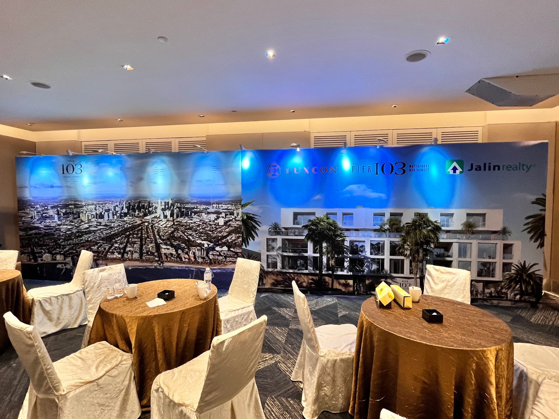 Jalin property launch backdrop in a hotel — Event Backdrop by Garrison Productions, Singapore