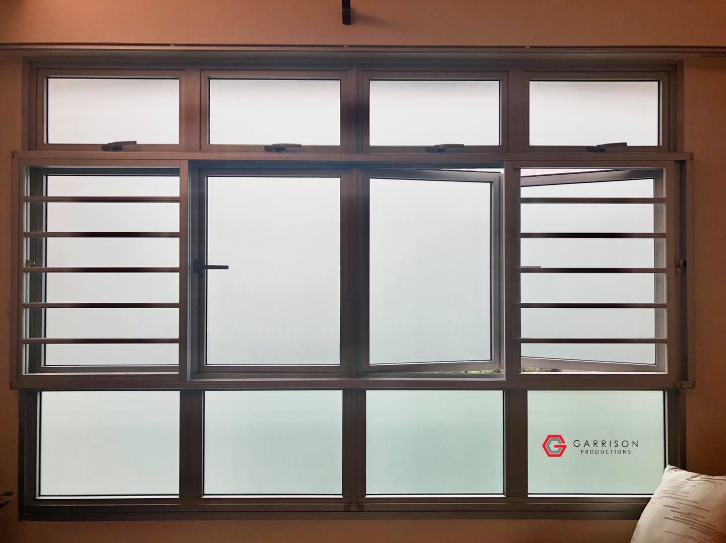 Frosted film on HDB window panels — frosted glass sticker in Singapore by Garrison Productions