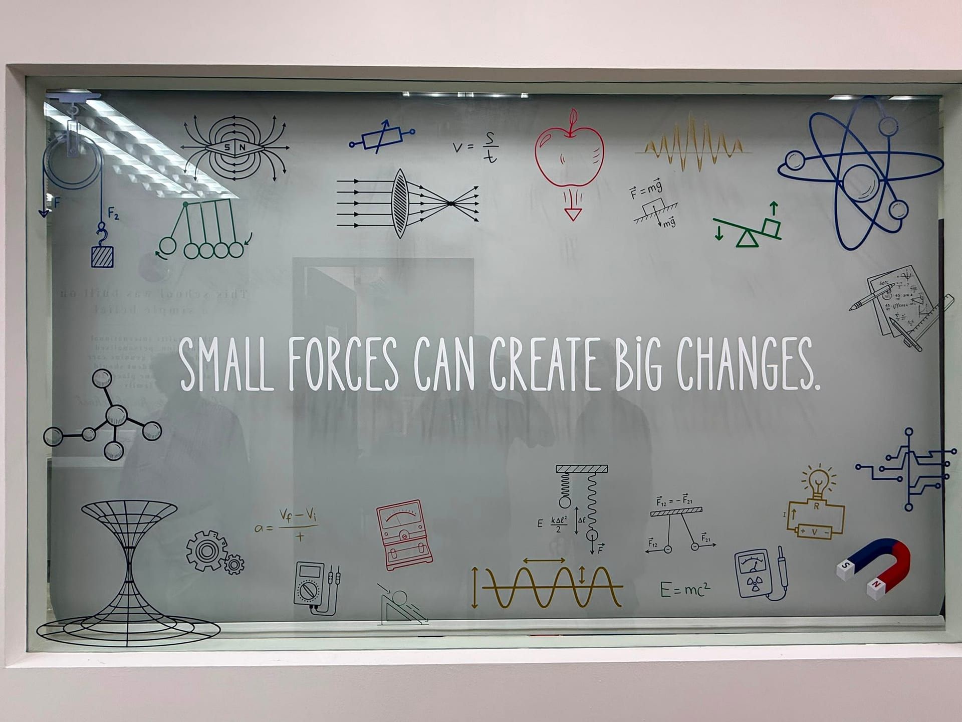 "Small forces can create big changes" frosted glass graphic — Frosted Film by Garrison Productions, Singapore