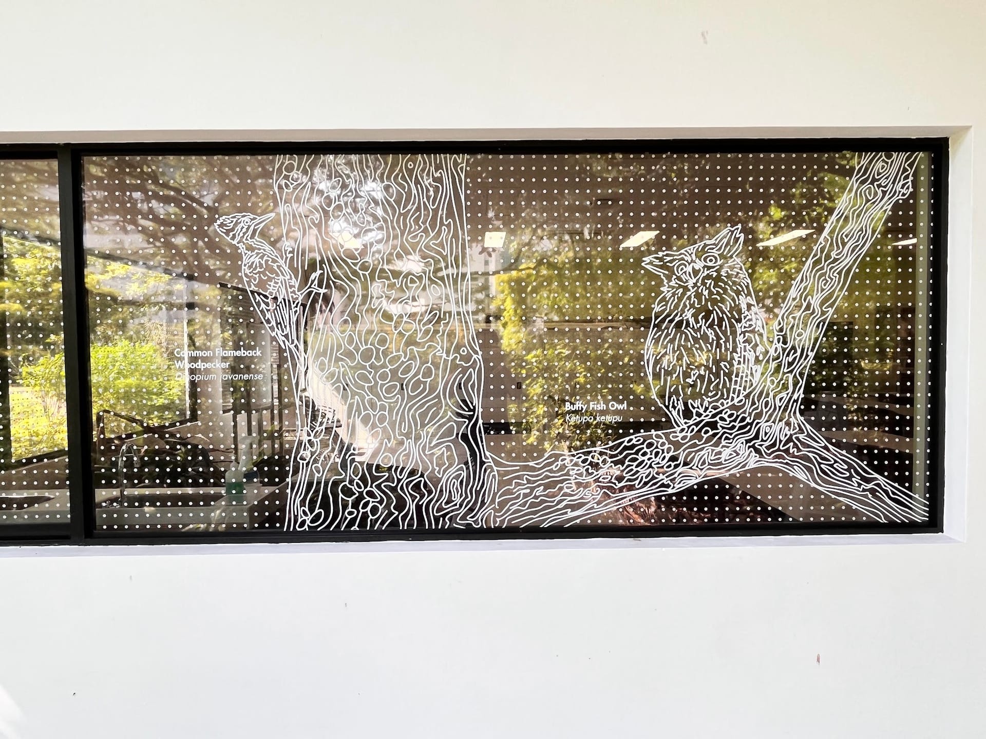 Cut-frosted bird and tree window film — frosted glass sticker design in Singapore by Garrison Productions