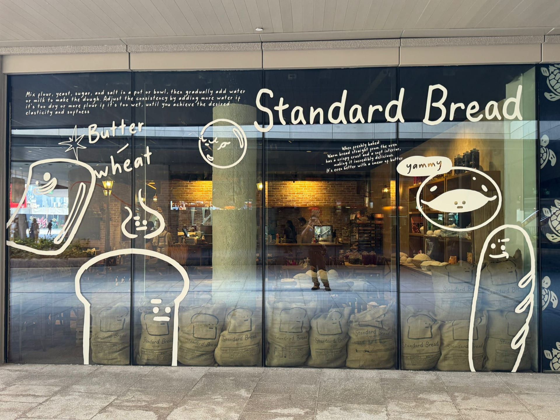 Standard Bread line-drawing glass stickers — glass sticker printing in Singapore by Garrison Productions