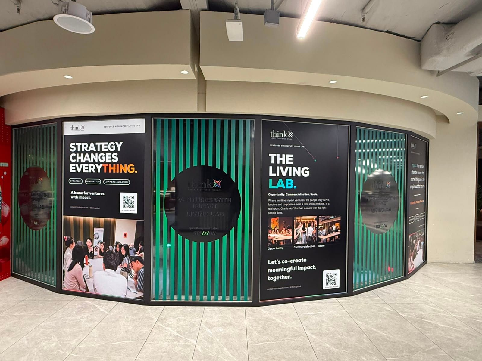 ThinkX "The Living Lab" glass stickers — glass sticker printing in Singapore by Garrison Productions