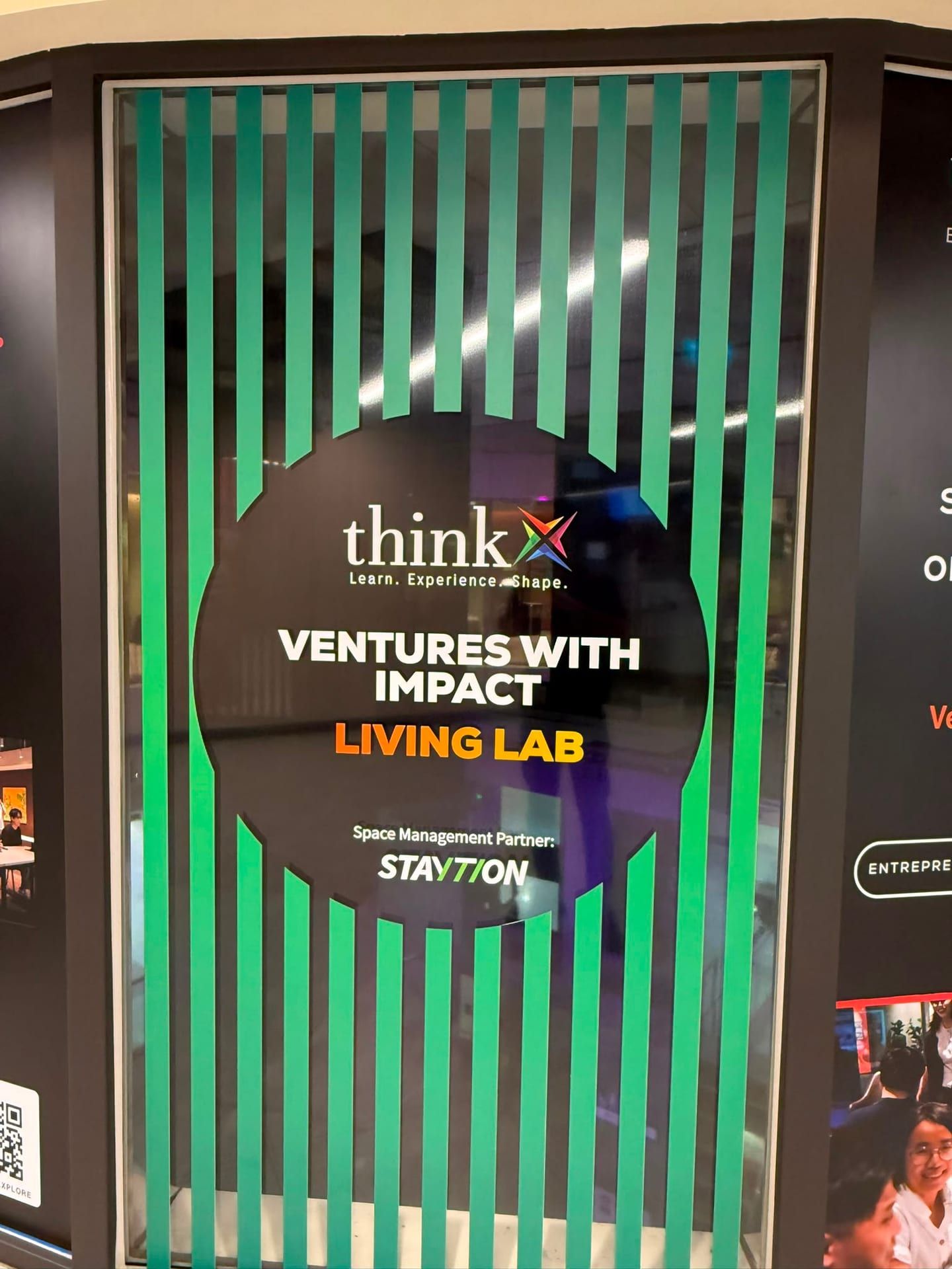 ThinkX Ventures green stripe glass sticker — glass sticker in Singapore by Garrison Productions
