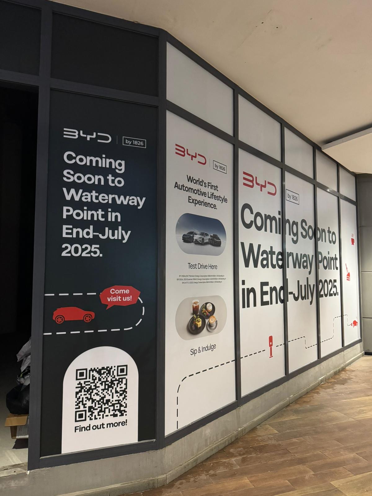 BYD Waterway Point "Coming soon" glass stickers — Glass Stickers by Garrison Productions, Singapore