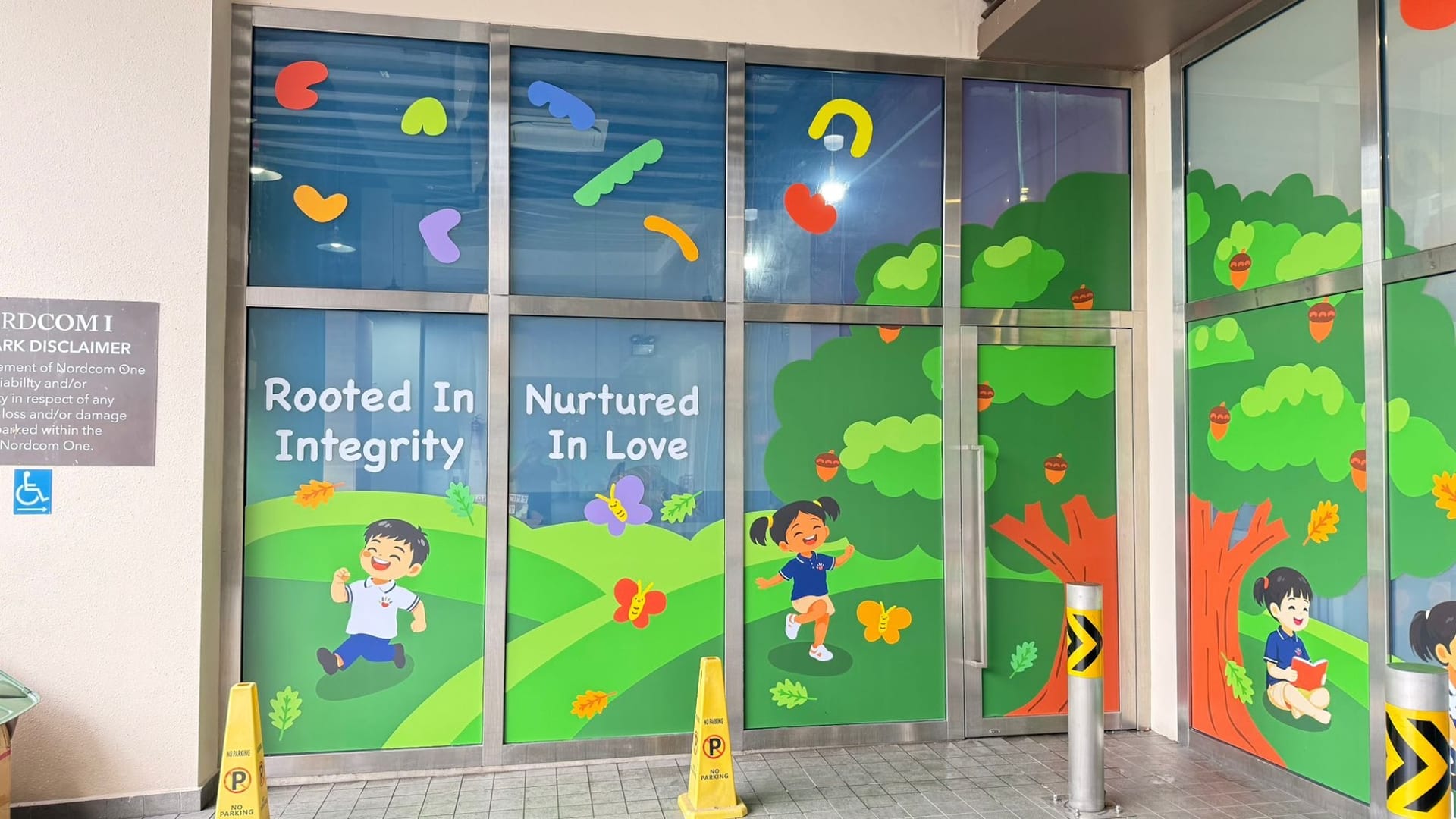 Preschool forest scene glass stickers — glass sticker design in Singapore by Garrison Productions