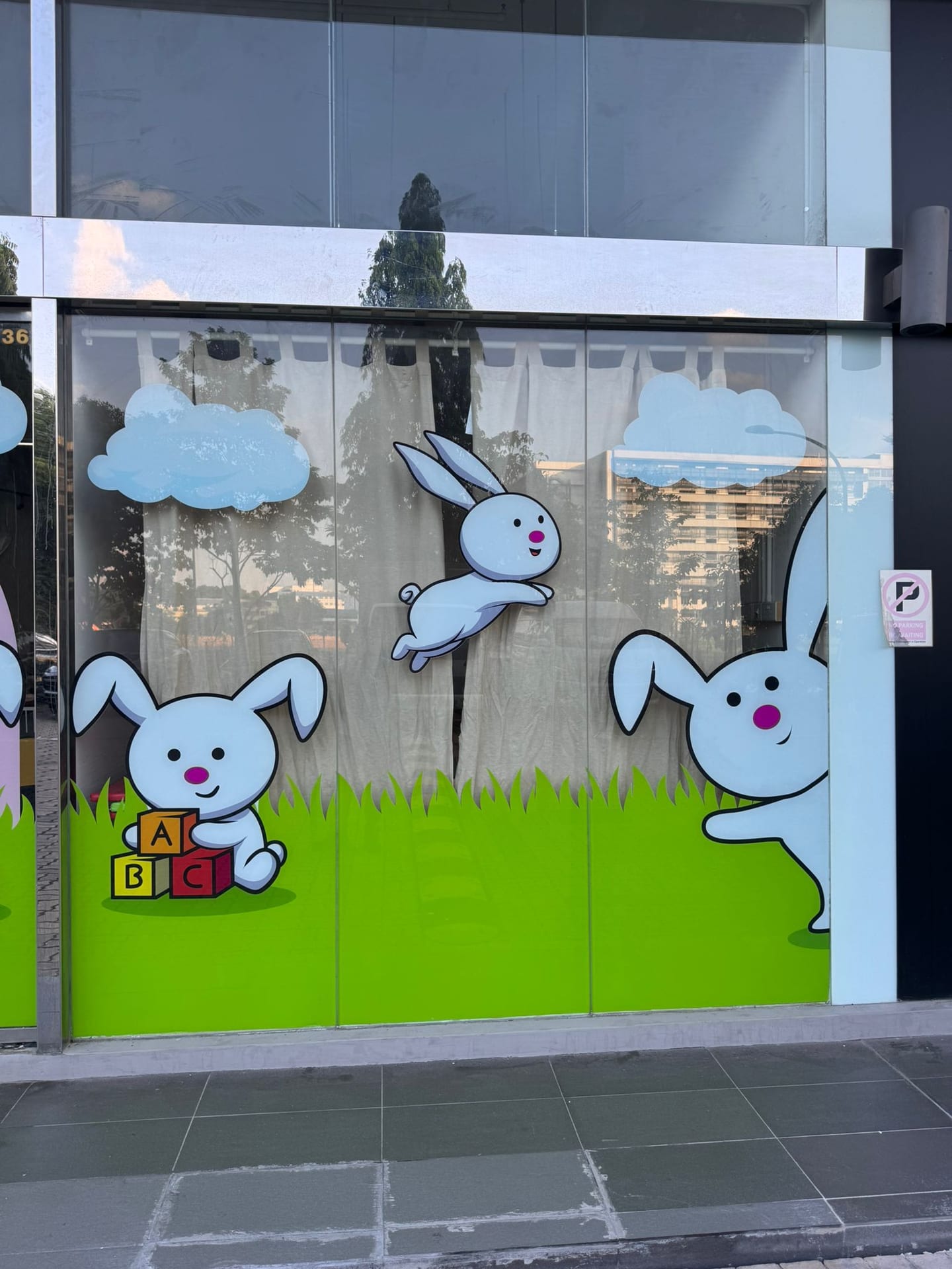 Bunny-themed childcare glass stickers — glass sticker in Singapore by Garrison Productions