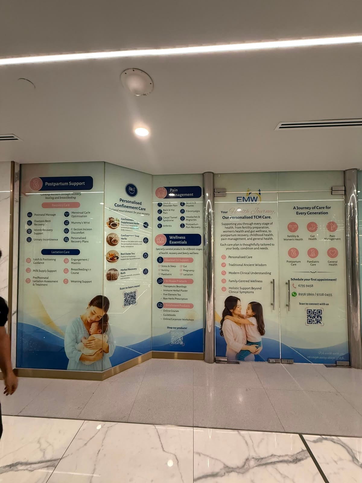 Clinic glass stickers with information panels — Glass Stickers by Garrison Productions, Singapore