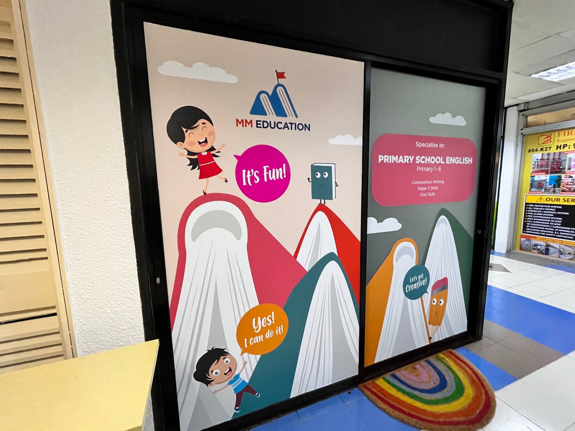 MM Education classroom glass stickers — glass sticker design in Singapore by Garrison Productions