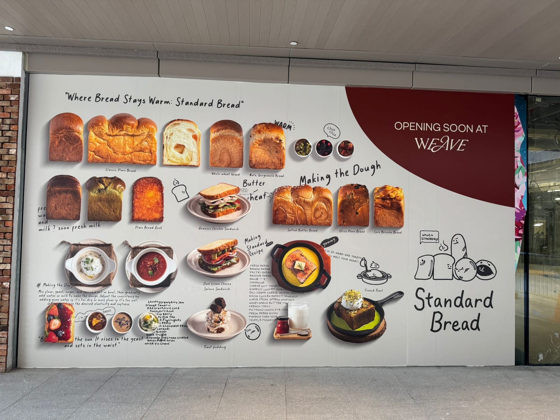 Standard Bread "Opening soon" bakery hoarding with bread photos — Hoarding Sticker Printing by Garrison Productions, Singapore