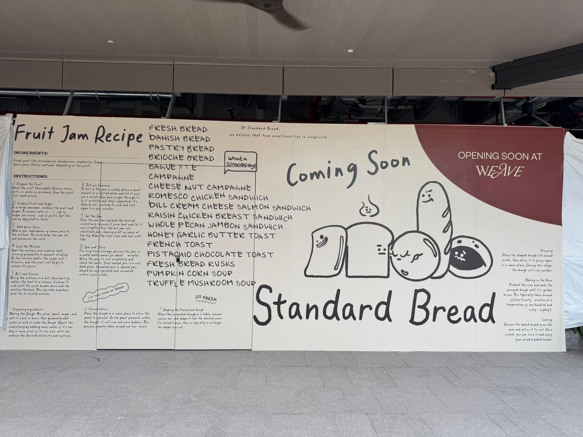 Standard Bread "Coming soon" line-drawing hoarding — Hoarding Sticker Printing by Garrison Productions, Singapore