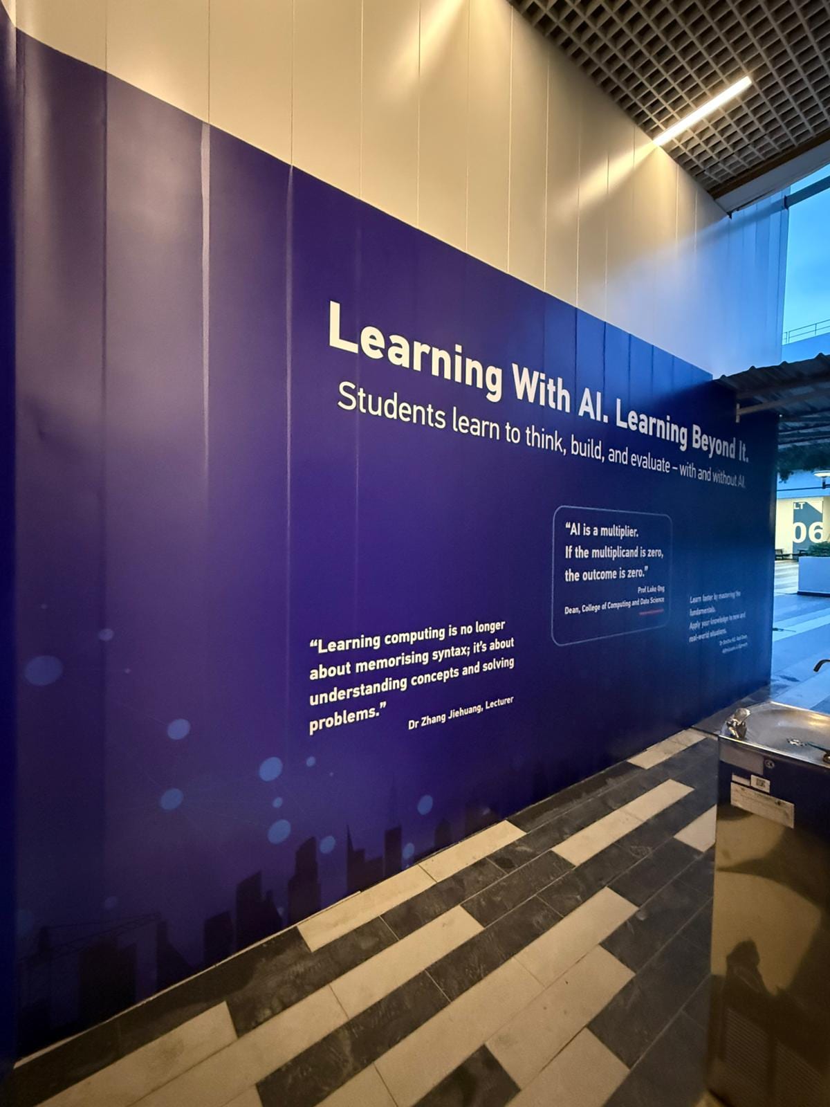 "Learning with AI" purple education hoarding — Hoarding Sticker Printing by Garrison Productions, Singapore