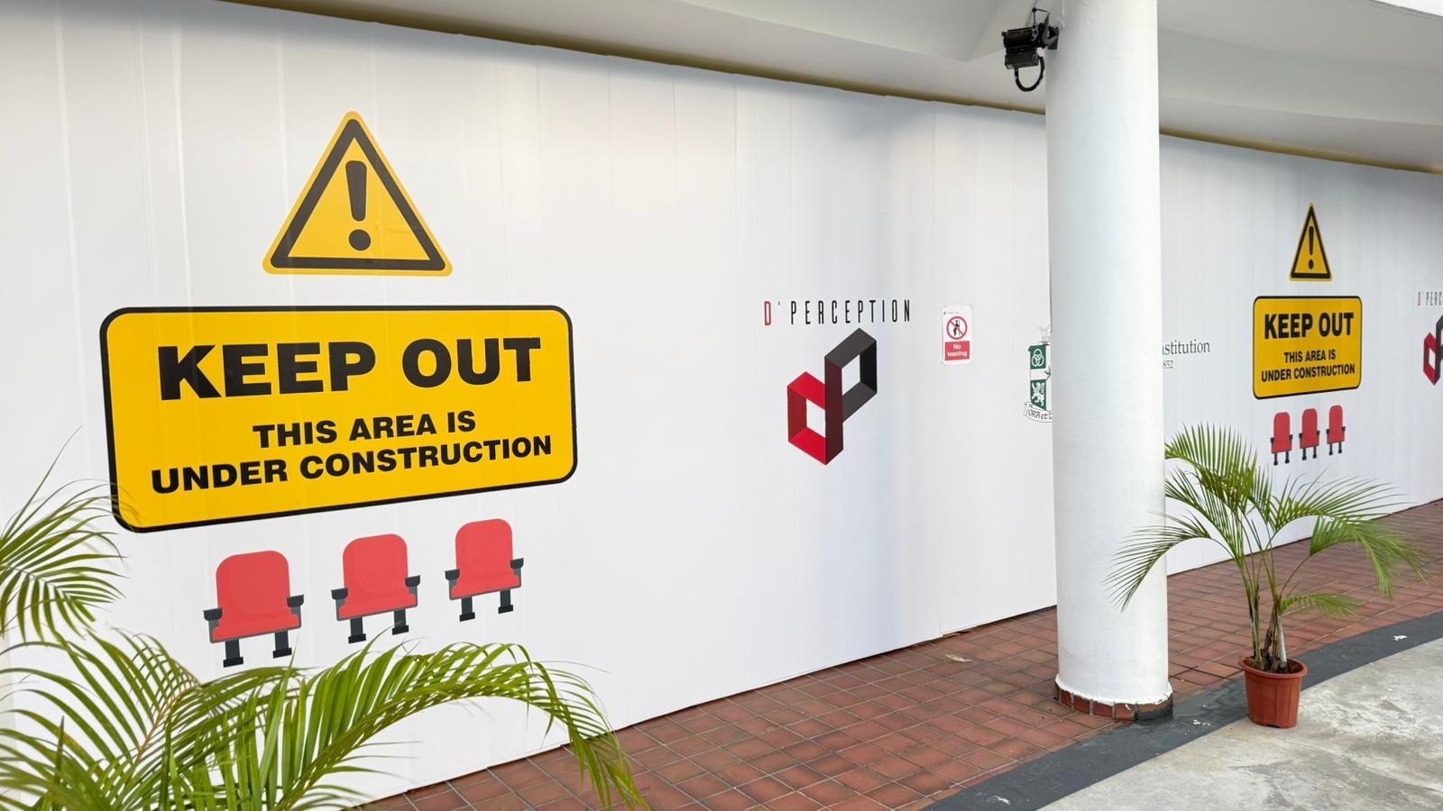 "Keep out, under construction" safety hoarding — Hoarding Sticker Printing by Garrison Productions, Singapore