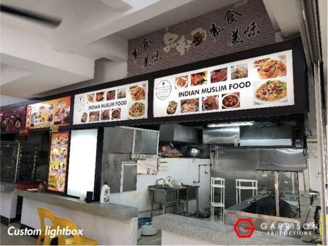 Indian Muslim food stall custom lightbox menu — Lightbox Signage by Garrison Productions, Singapore