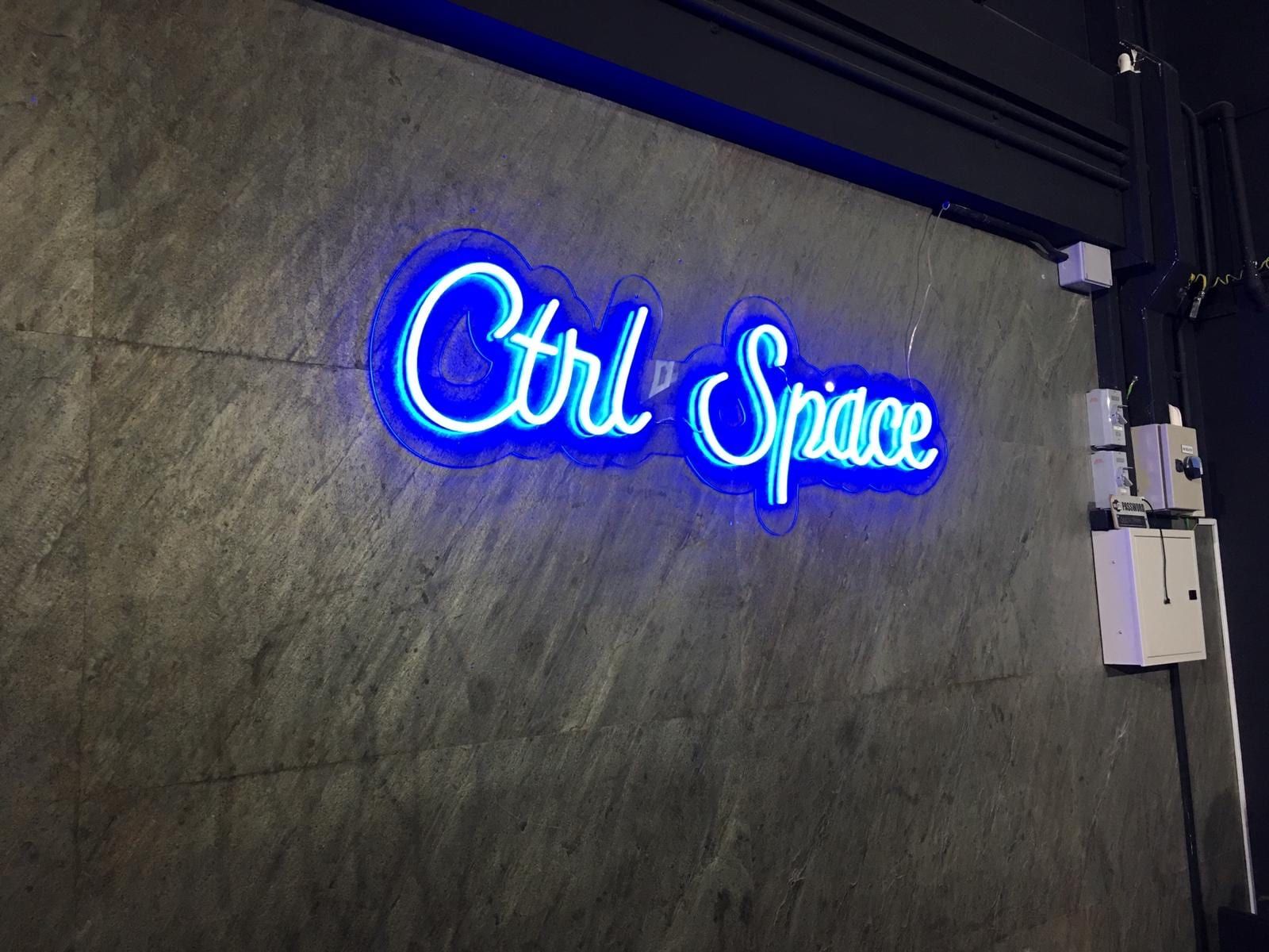 Ctrl Space neon sign on a feature wall — Neon Signs by Garrison Productions, Singapore