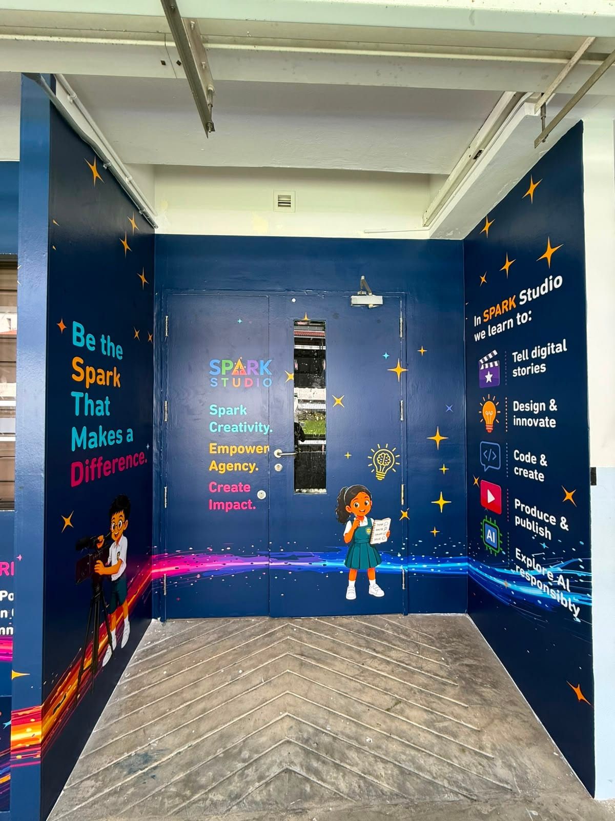"Be the spark" school wall mural — Wall Mural by Garrison Productions, Singapore