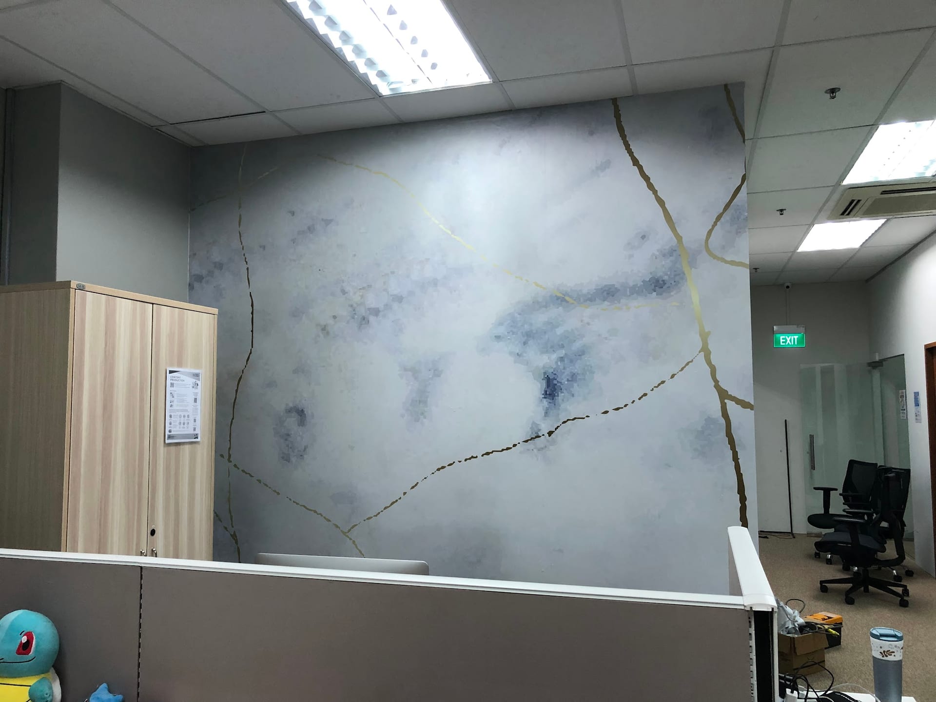 Marble-effect wall mural in an office — Wall Mural by Garrison Productions, Singapore
