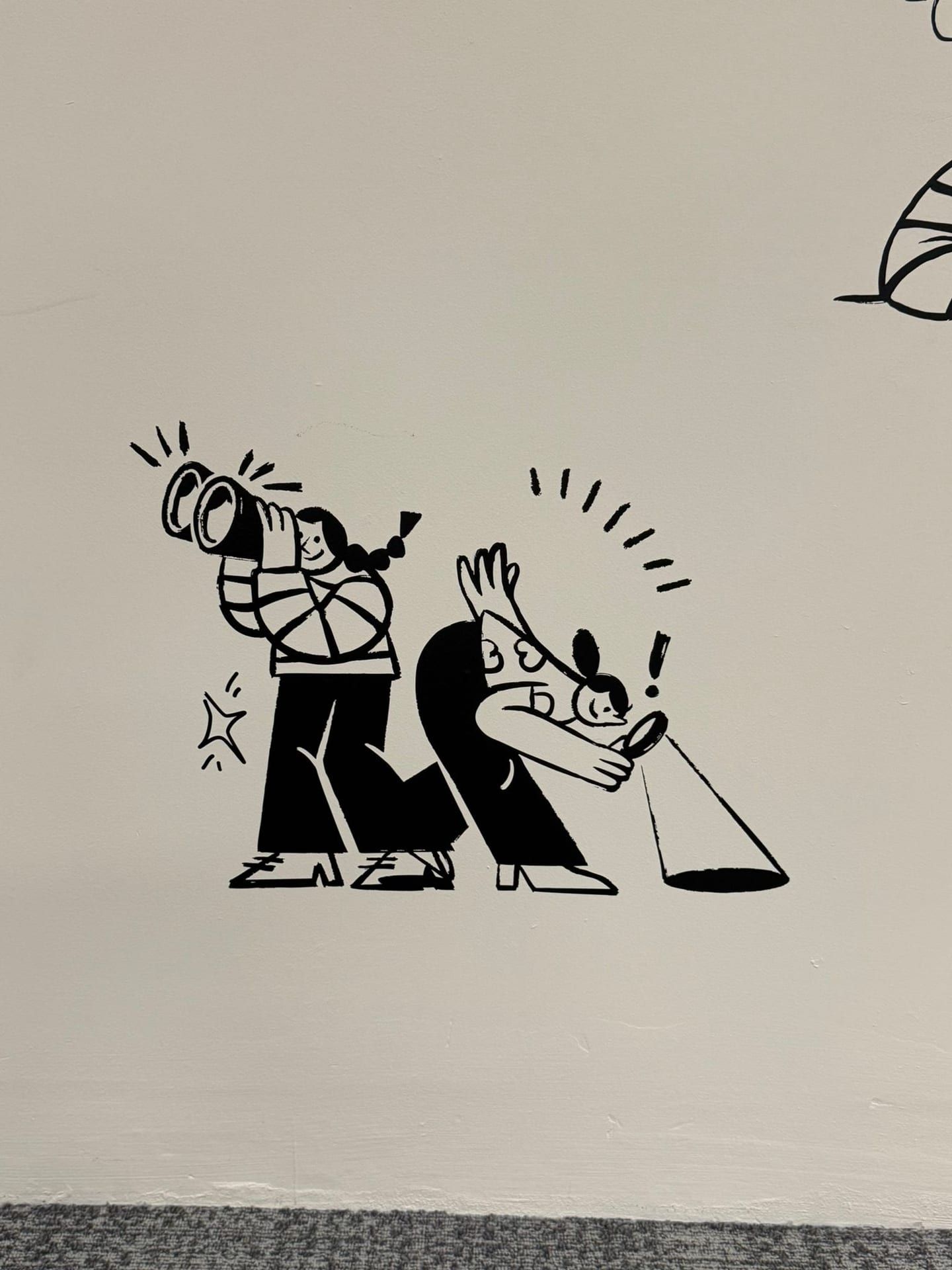 Black line-art illustration wall mural — Wall Mural by Garrison Productions, Singapore